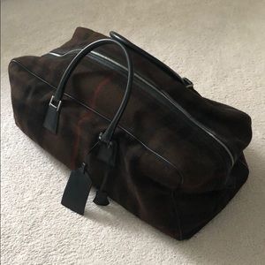 Burberry men’s wool duffel bag, leather trim large
